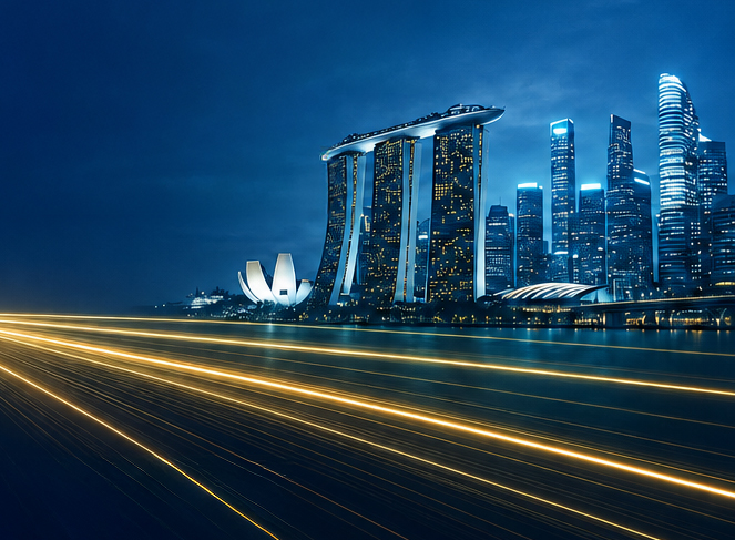 Singapore skyline at night